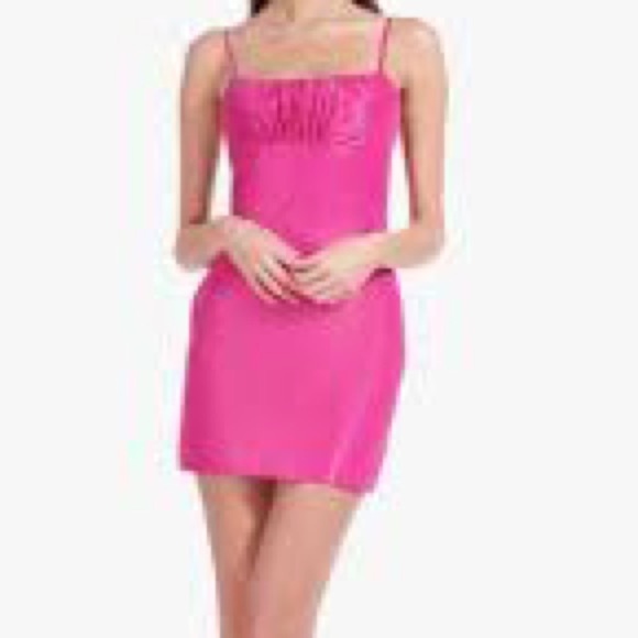 NWT Staud Barbiecore Peony Pink 90s Bell Mini Dress - Picture 2 of 6